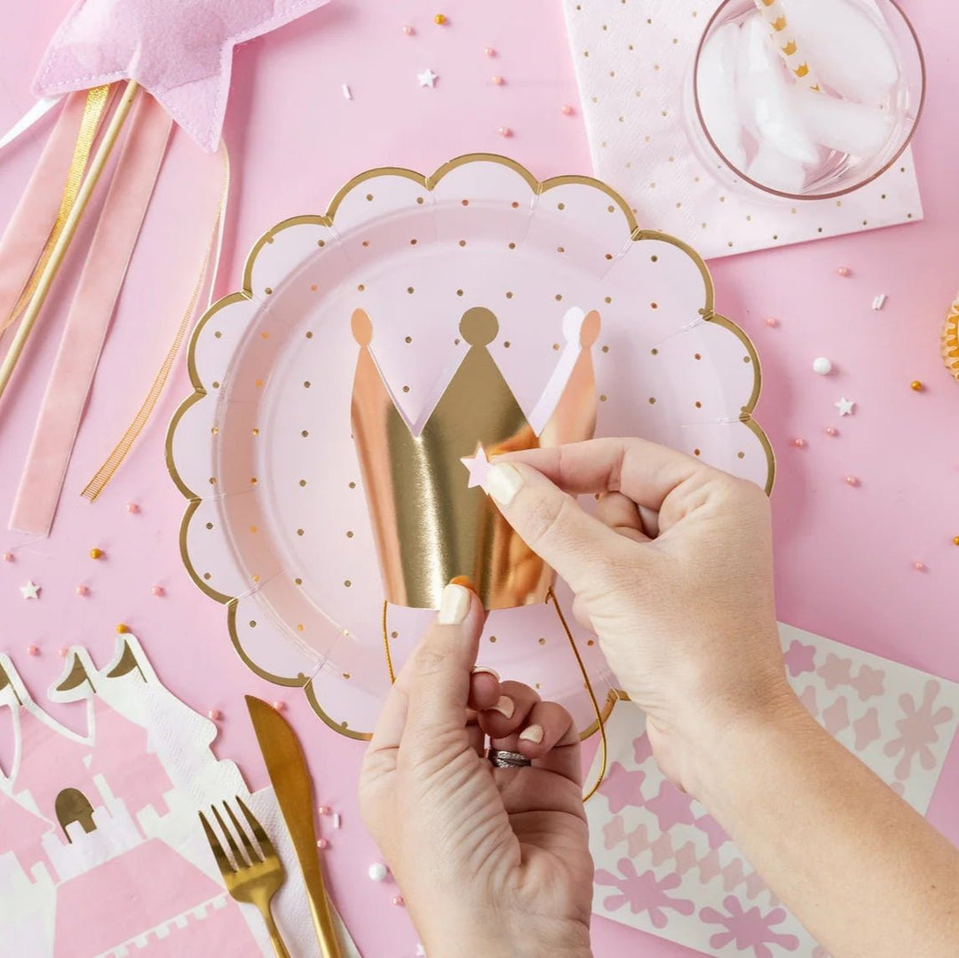 Princess Crown Decorating Kit – 8 Adjustable Crowns with Stickers - Josi James - Party Hats