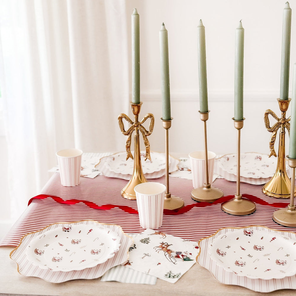 Red Striped Paper Table Runner – 19.5” x 150” | Disposable Party Table Décor - Josi James - Table Runner