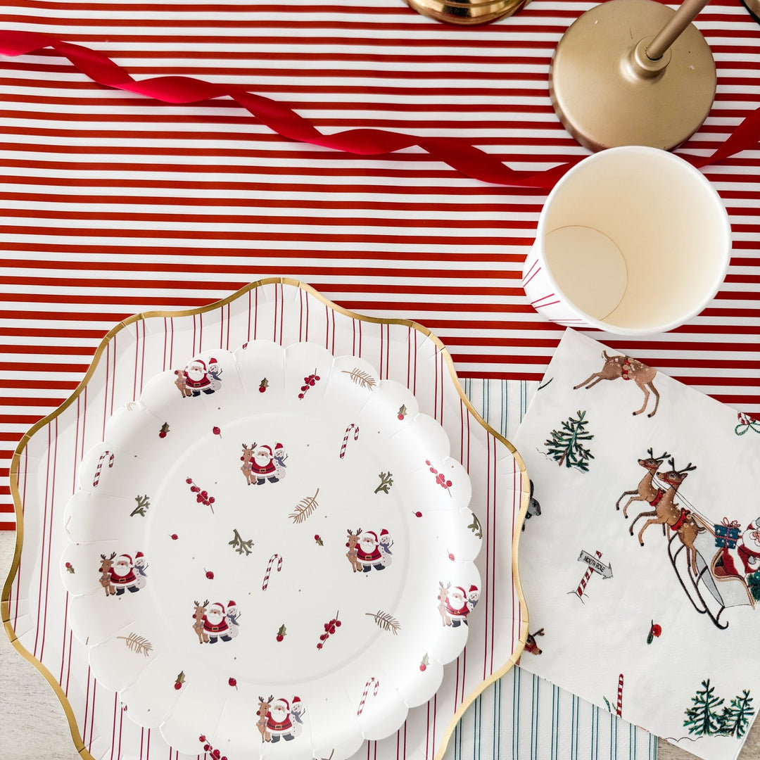 Red Striped Paper Table Runner – 19.5” x 150” | Disposable Party Table Décor - Josi James - Table Runner