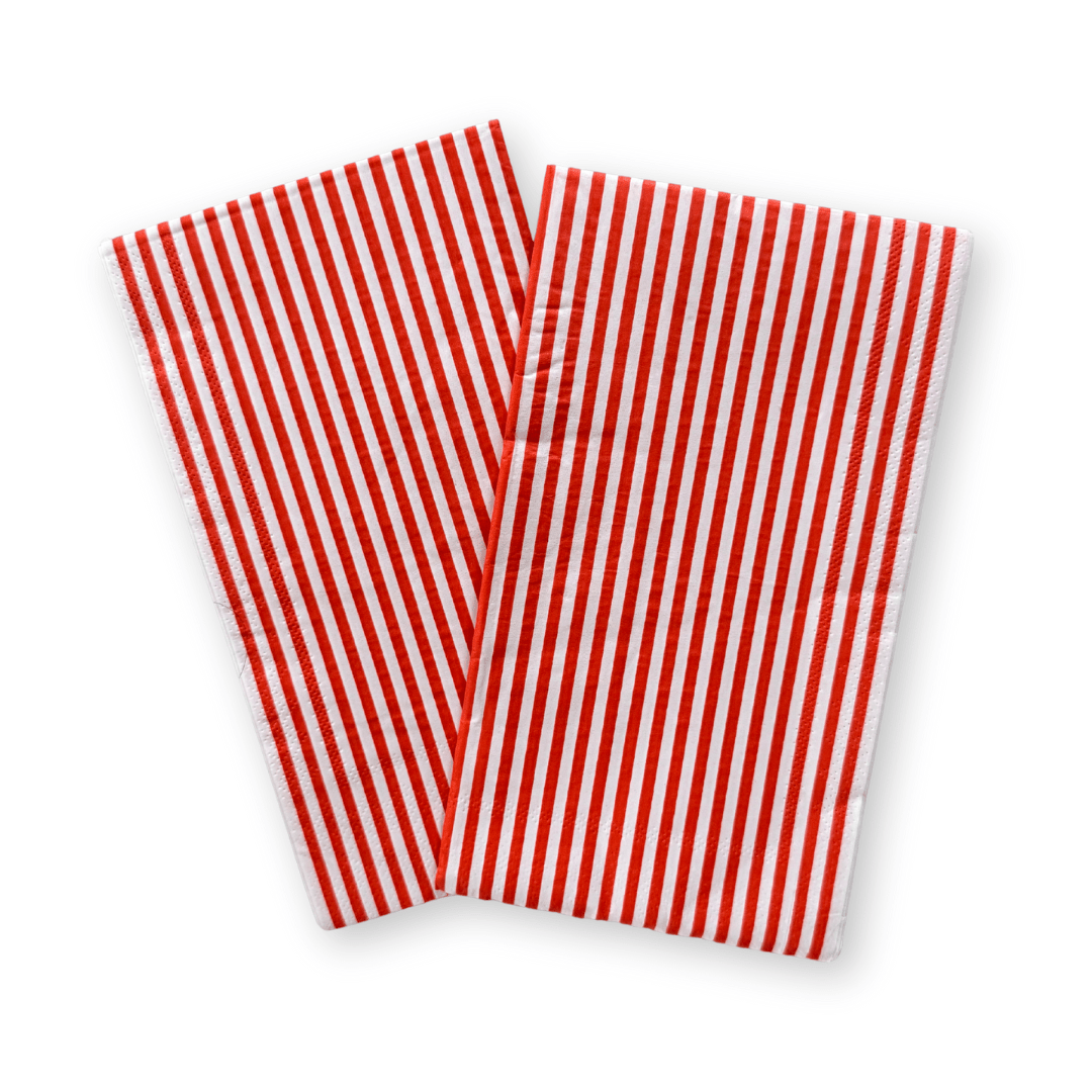 Red & White Candy Stripe Guest Napkins (24pcs) - Josi James - Tall Napkins