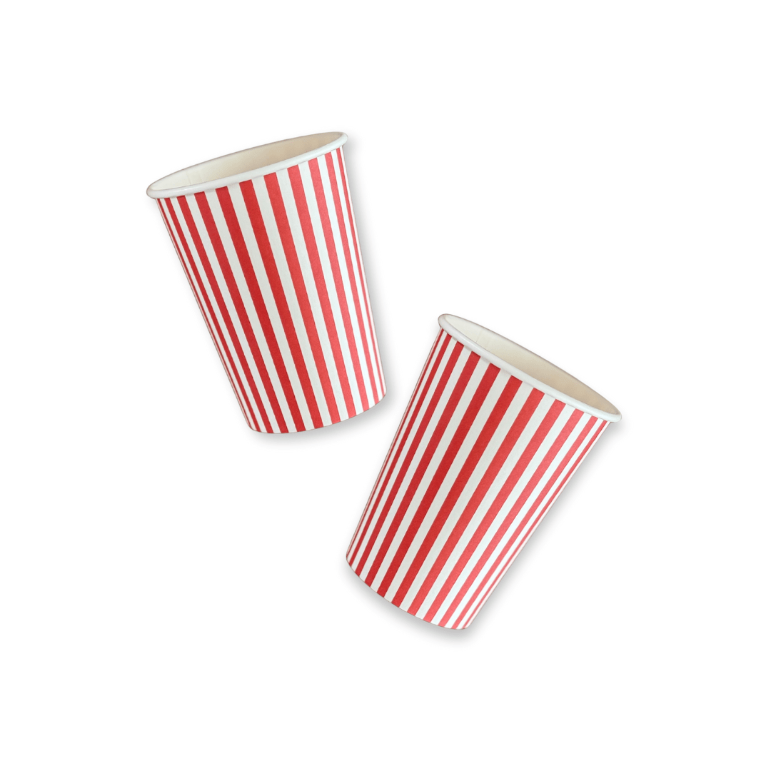 Red & White Candy Stripe Paper Cups (12pcs) - Josi James - Cups