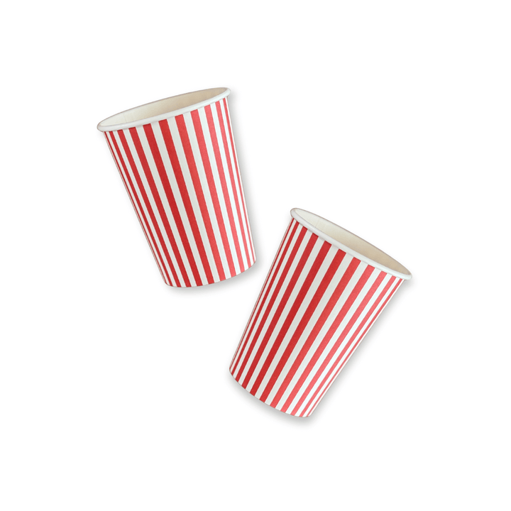 Red & White Candy Stripe Paper Cups (12pcs) - Josi James - Cups