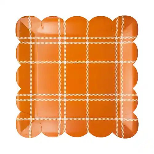 Rust Windowpane 10" Paper Plate - Josi James - 10 Inch Plate