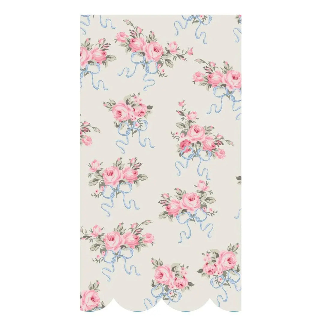 Scallop Paper Guest Towels - Rose Bouquet