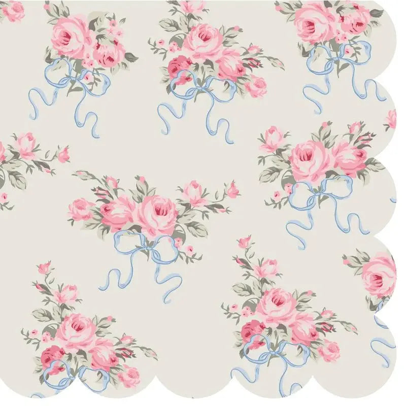 Scallop Party Cocktail Napkins - Rose Bouquet