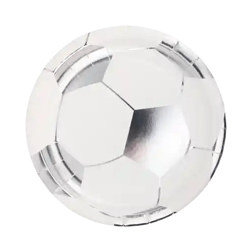 Soccer Ball Paper Plates – 8" Silver Foil Party Plates (8pcs) - Josi James - 8 Inch Plate