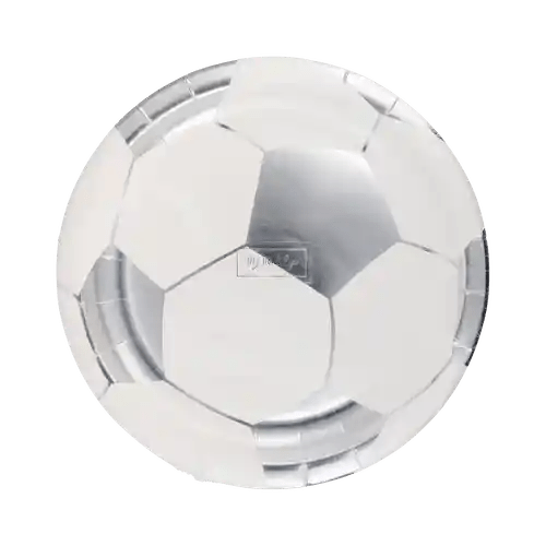 Soccer Ball Paper Plates – 8" Silver Foil Party Plates (8pcs) - Josi James - 8 Inch Plate