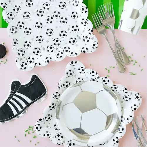 Soccer Ball Paper Plates – 8" Silver Foil Party Plates (8pcs) - Josi James - 8 Inch Plate