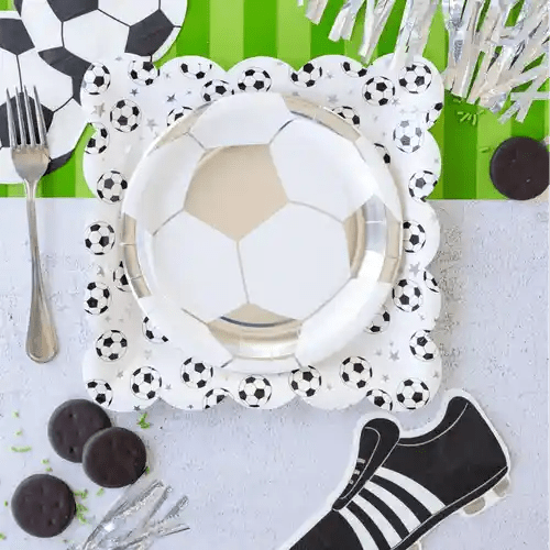 Soccer Ball Paper Plates – 8" Silver Foil Party Plates (8pcs) - Josi James - 8 Inch Plate