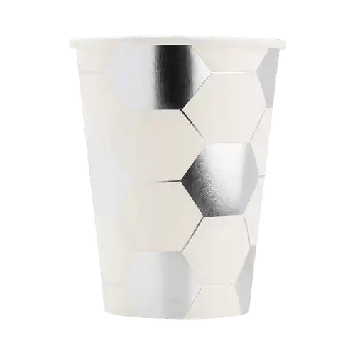 Soccer Party Cups – 12oz Silver Foil Game Day, (8pcs) - Josi James - Cups