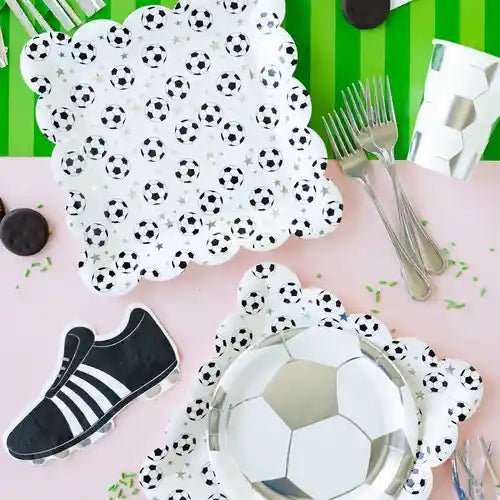 Soccer Party Cups – 12oz Silver Foil Game Day, (8pcs) - Josi James - Cups