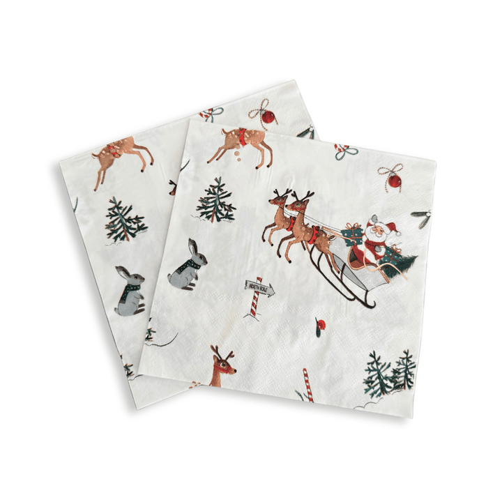 Sparkling Santa Dinner Napkins (24pcs) - Josi James - Large Napkins