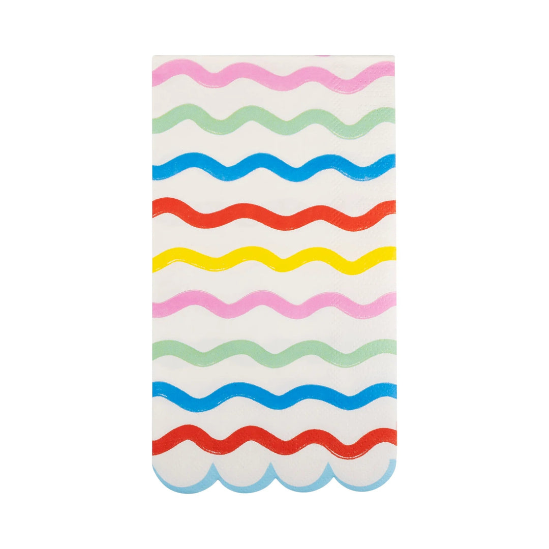 Squiggle Guest Napkins – 4.25" x 7.75" Colorful Party Napkins for Birthdays & Celebrations (24ct) - Josi James - Tall Napkins
