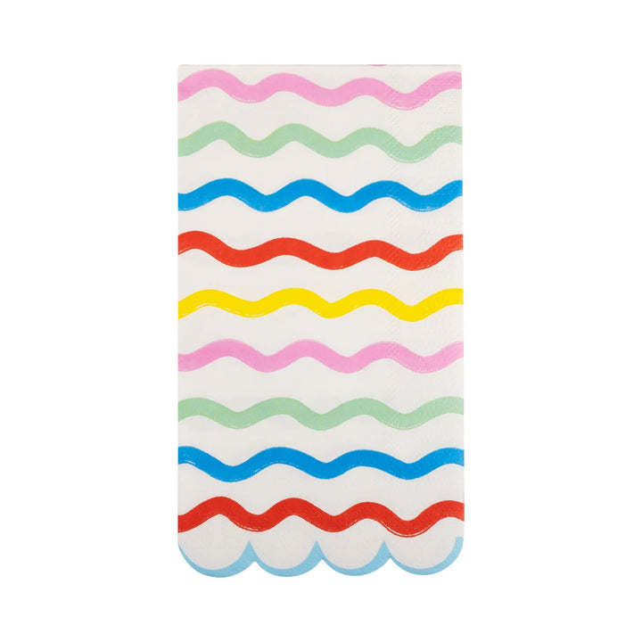 Squiggle Guest Napkins – 4.25" x 7.75" Colorful Party Napkins for Birthdays & Celebrations (24ct) - Josi James - Tall Napkins