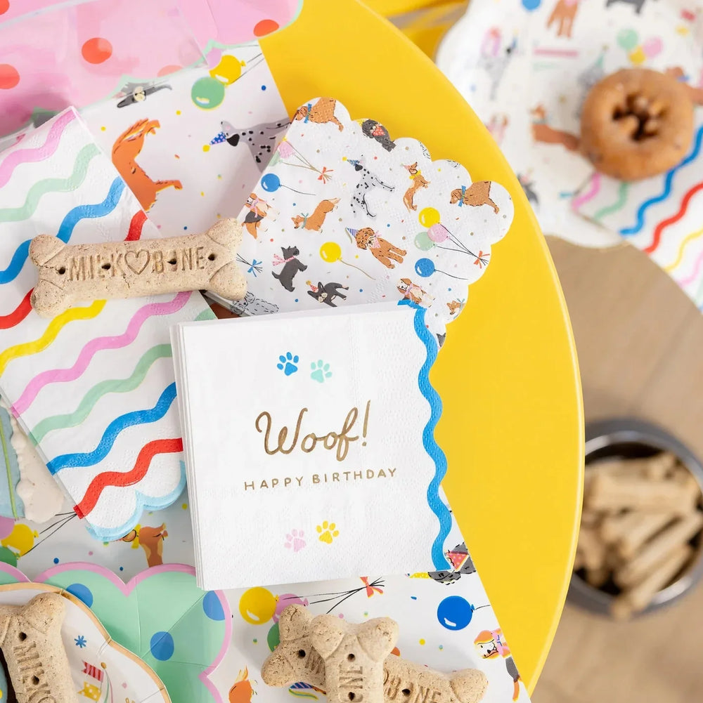 Squiggle Guest Napkins – 4.25" x 7.75" Colorful Party Napkins for Birthdays & Celebrations (24ct) - Josi James - Tall Napkins