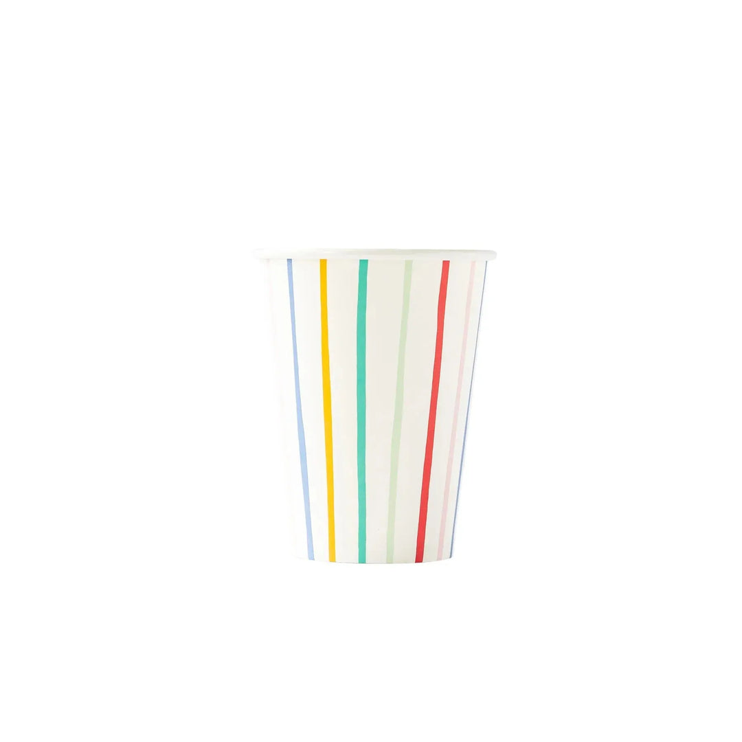 12oz rainbow birthday striped party cups – set of 8