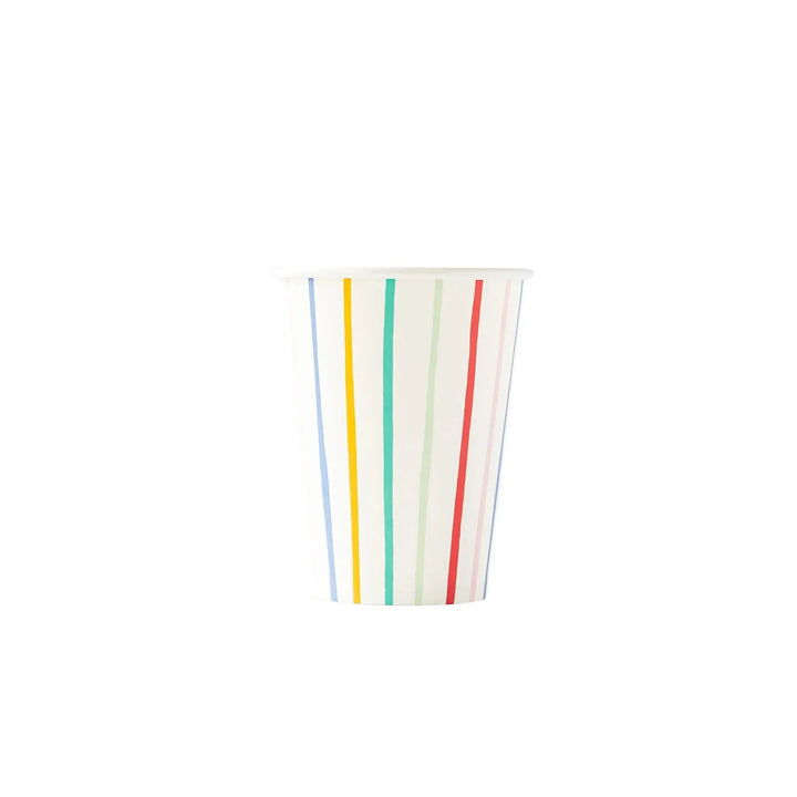 12oz rainbow birthday striped party cups – set of 8
