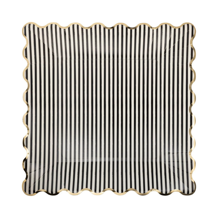 Striped Scalloped Paper Plates – Graduation Party Pack (8pcs) - Josi James - 11 Inch Plate