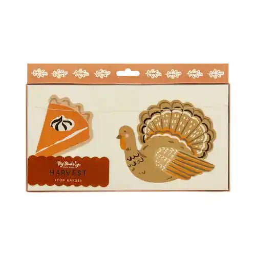 Thanksgiving Icons Banner – 6 ft with Gold Foil Accents - Josi James - Banners