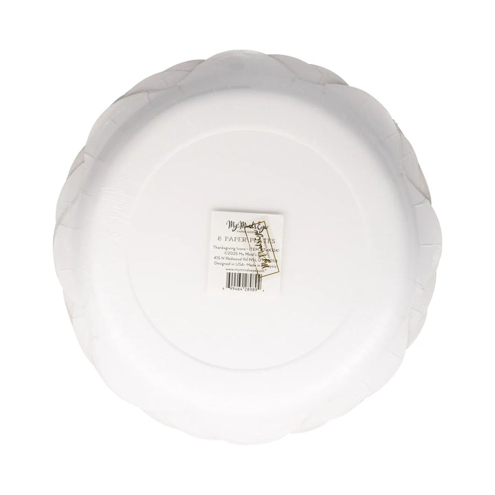 Thanksgiving Icons Paper Plates – Gold Foil 10" Plates (8pcs) - Josi James - 10 Inch Plate
