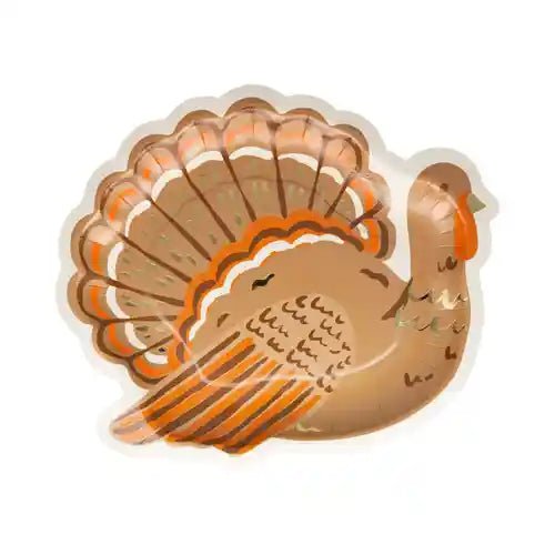 Turkey Shaped Thanksgiving Dinner Plates – (8pcs) - Josi James - Die Cut Plate