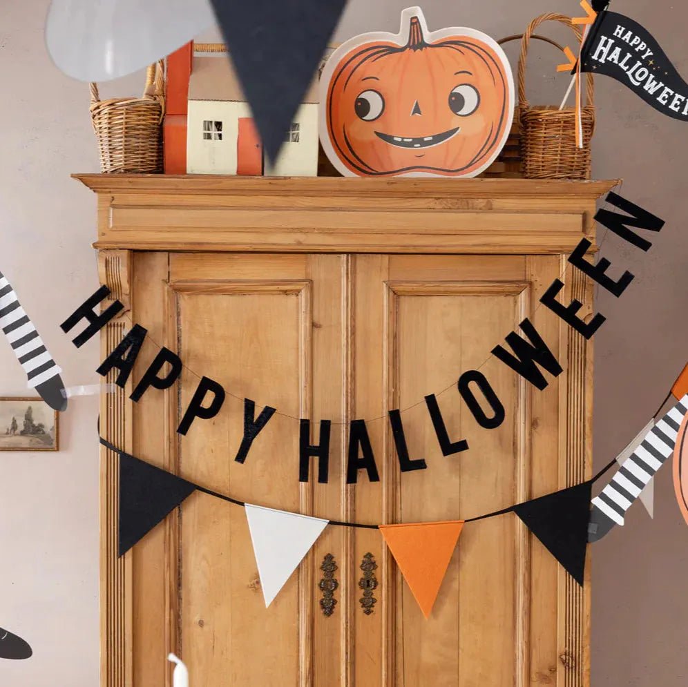 Velvet Puffy Happy Halloween Banner | Luxe Halloween Decor - Josi James - Banners