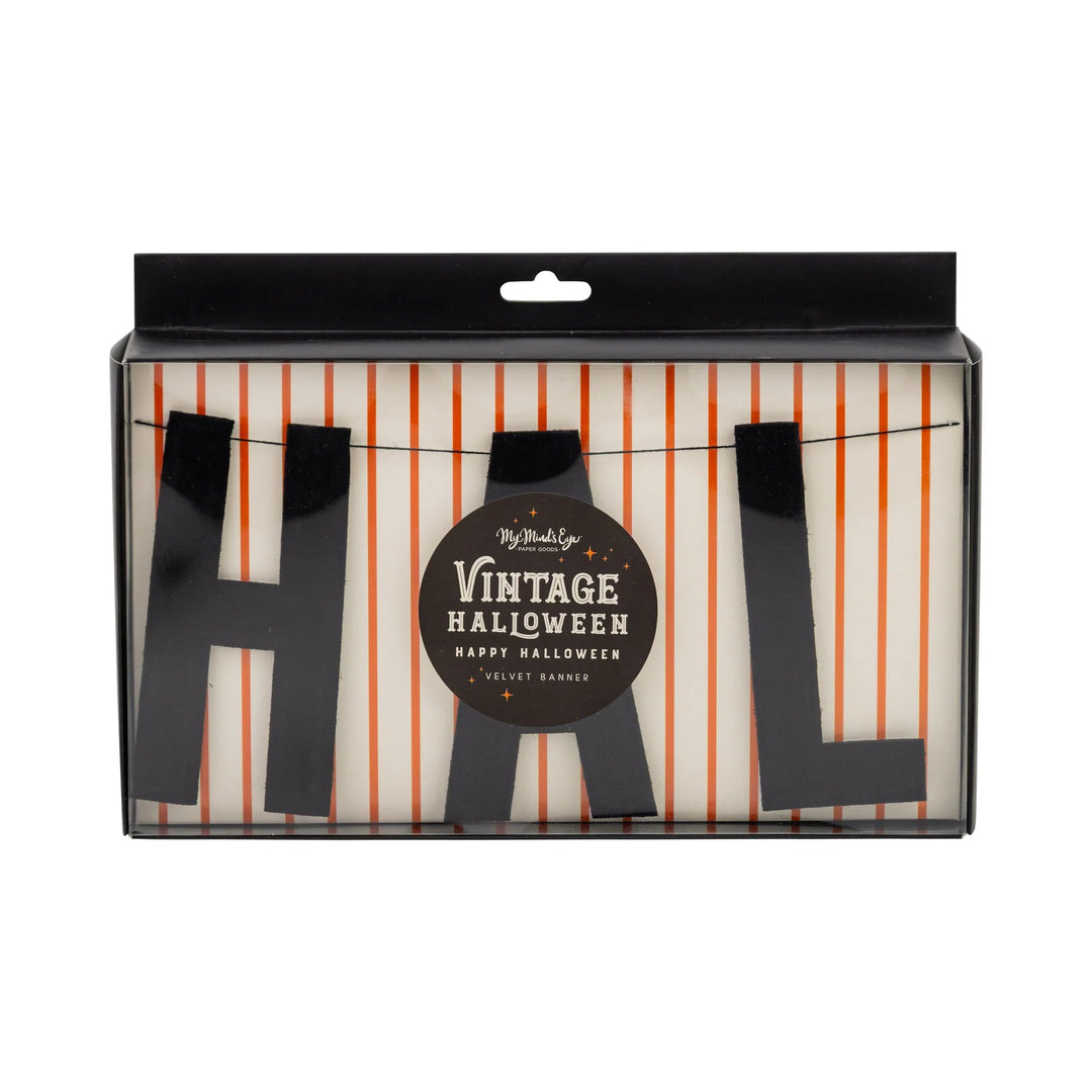 Velvet Puffy Happy Halloween Banner | Luxe Halloween Decor - Josi James - Banners
