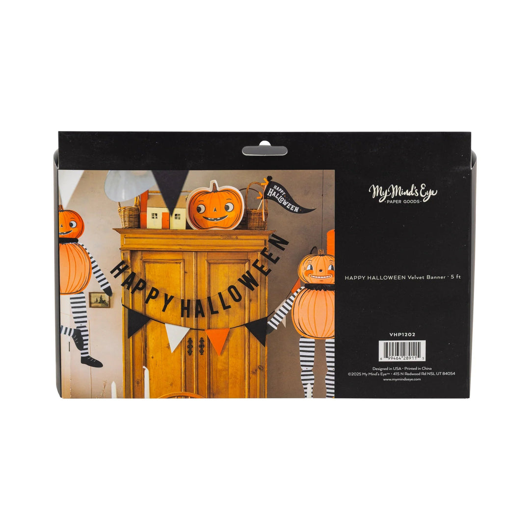 Velvet Puffy Happy Halloween Banner | Luxe Halloween Decor - Josi James - Banners