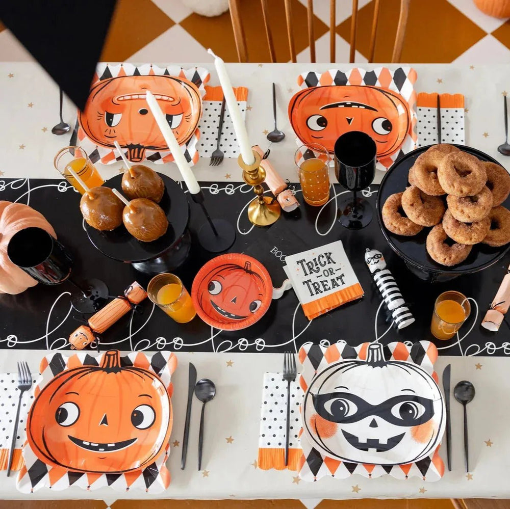 Vintage Pumpkin Halloween Plates – Set of 9 (3 Designs) - Josi James - Die Cut Plate