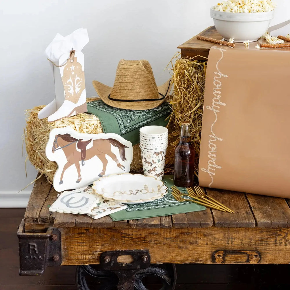 Western Cowboy Paper Dinner Napkins – 24ct | Cowgirl Disposable Napkins - Josi James - Tall Napkins