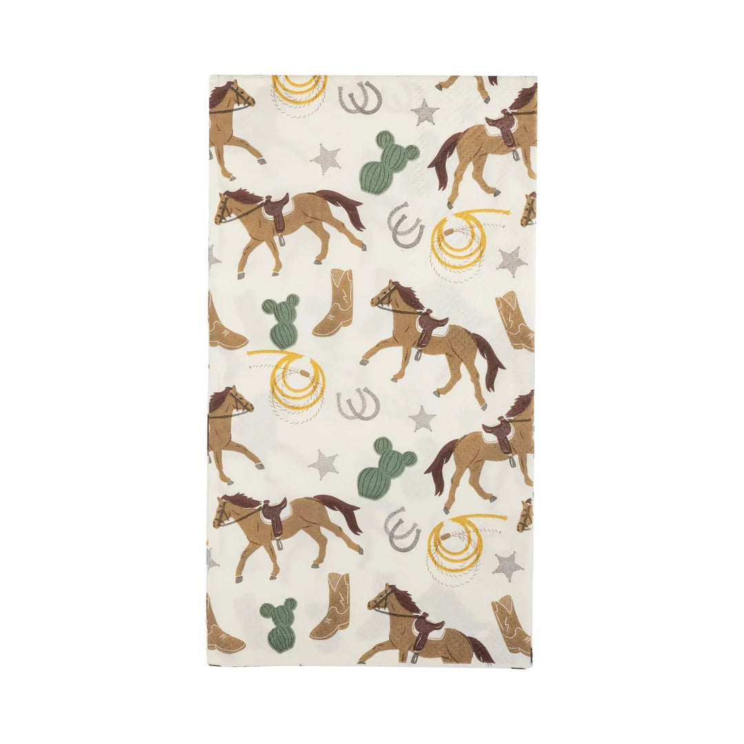 Western Cowboy Paper Dinner Napkins – 24ct | Cowgirl Disposable Napkins - Josi James - Tall Napkins