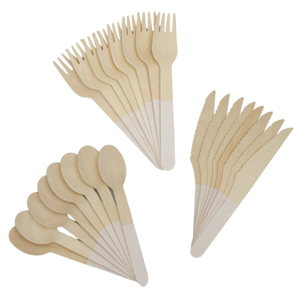 White Wooden Utensil Set - 24pcs, view 2