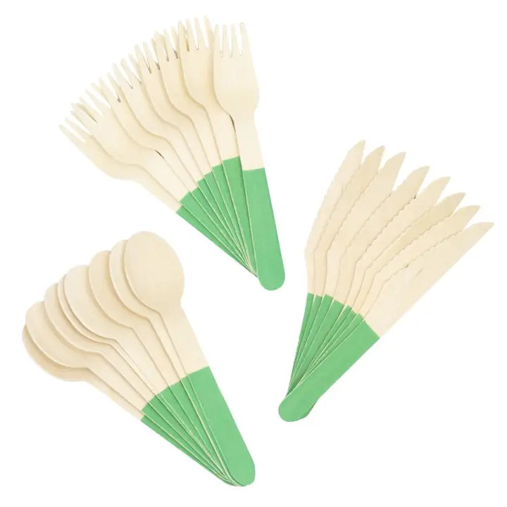 Green Wooden Utensil Set - 24pcs, view 2